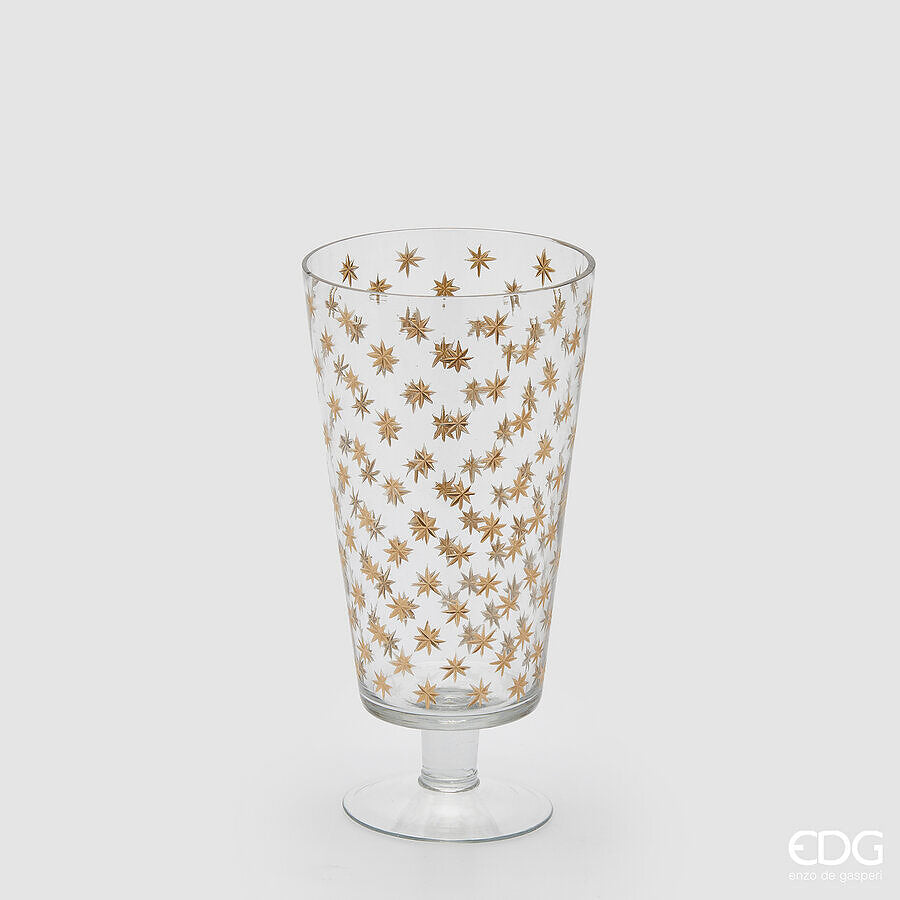 Vaso con piede svasato in vetro con stelle EDG - Enzo De Gasperi