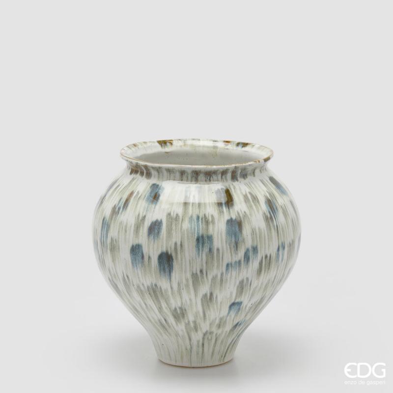 Vaso Tondo con Pennellate in Ceramica Waterproof H. 30 D. 28,5 cm EDG Enzo De Gasperi
