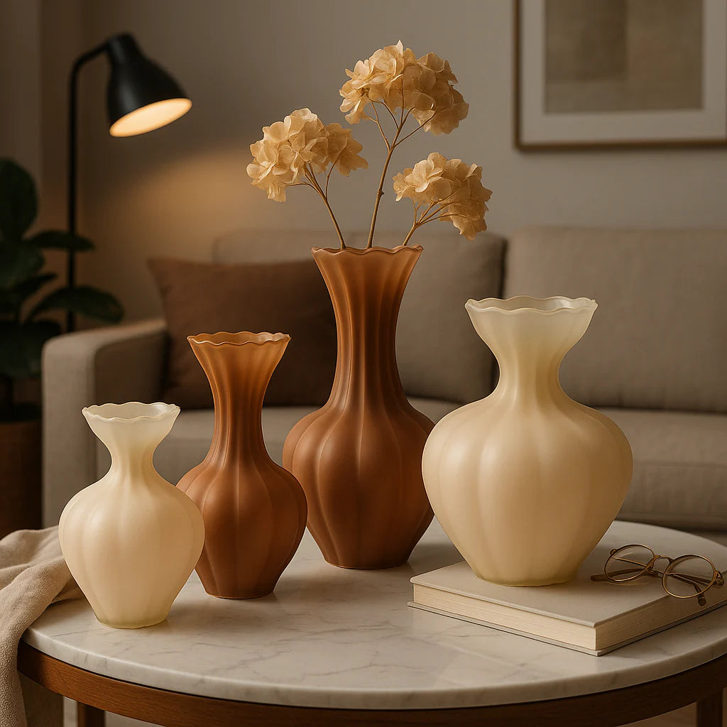 Vaso Flow sinuoso tortora H. 30,5cm EDG - Enzo De Gasperi