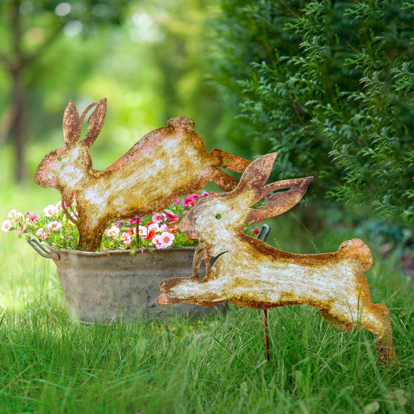 Sagoma Coniglio che salta in metallo H. 19cm Baden