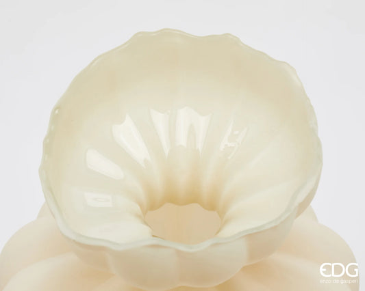 Vaso Flow Sinuoso in Vetro Avorio H. 32 D. 26 cm EDG Enzo De Gasperi