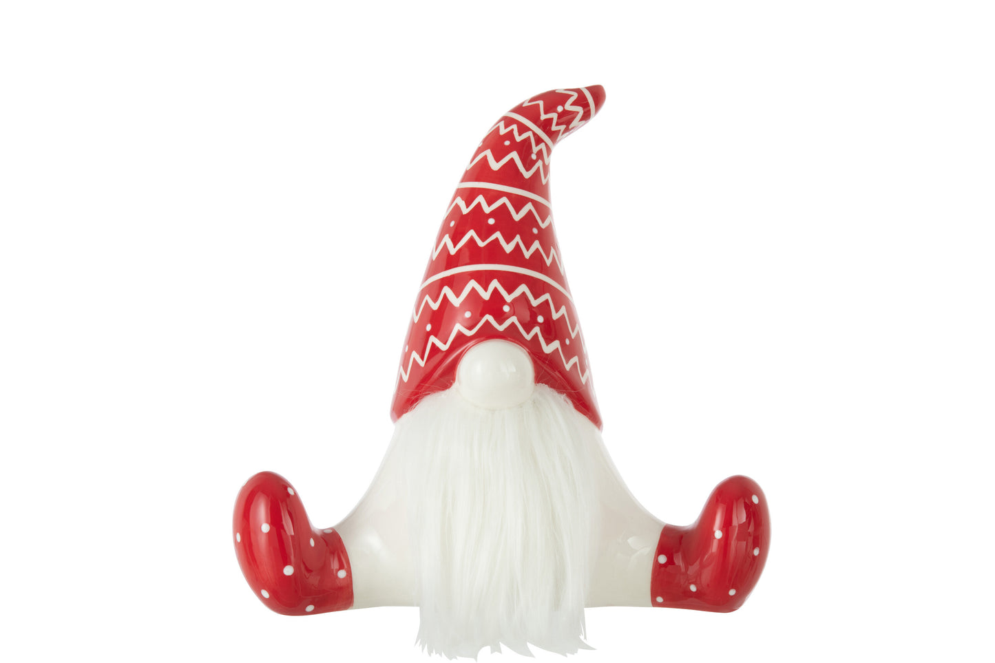 Babbo Natale Seduto in Ceramica Rossa H. 24 cm J-Line by Jolipa