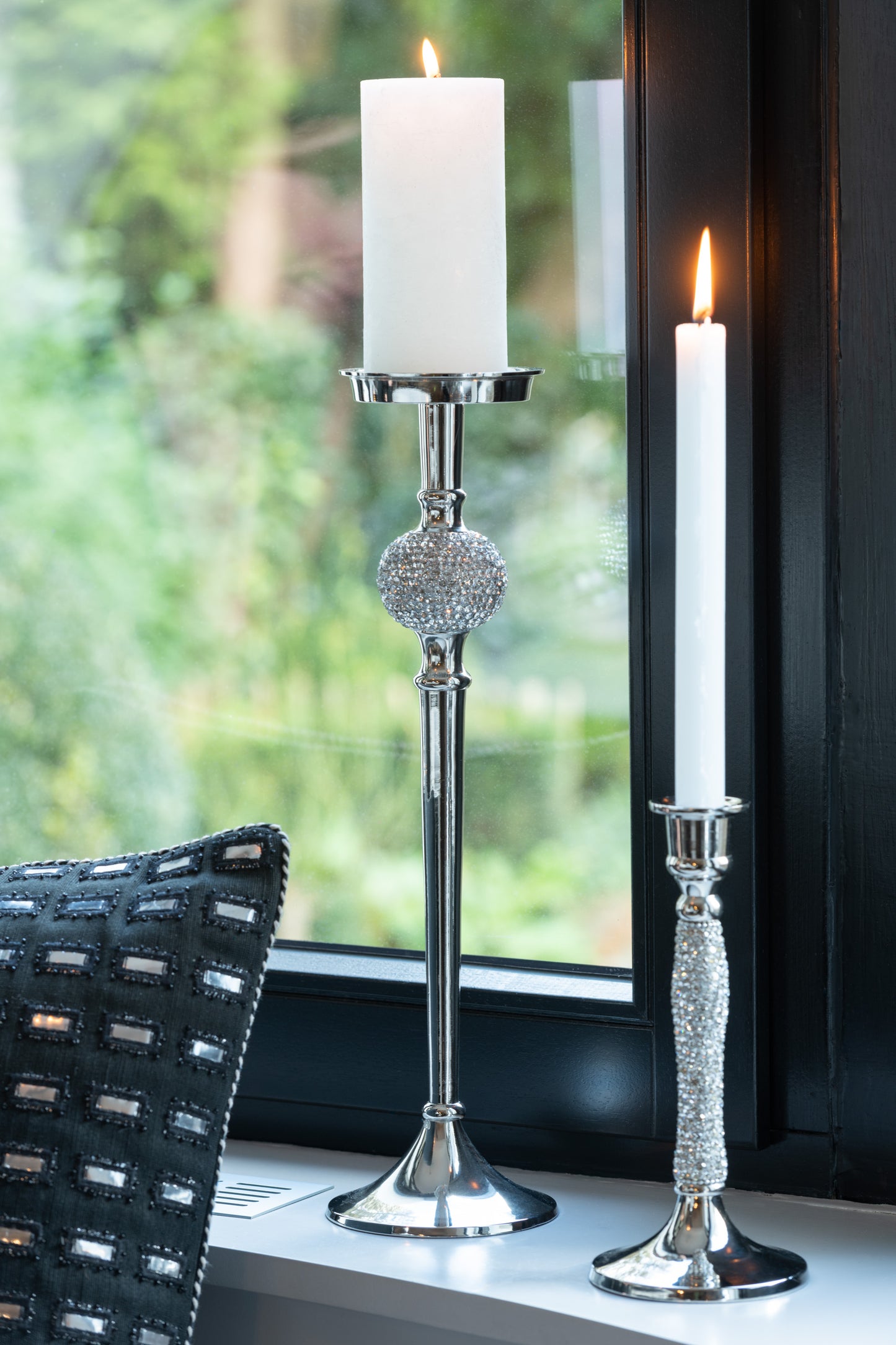 Portacandele Diamante in Alluminio Argentato 3 Misure J-Line by Jolipa