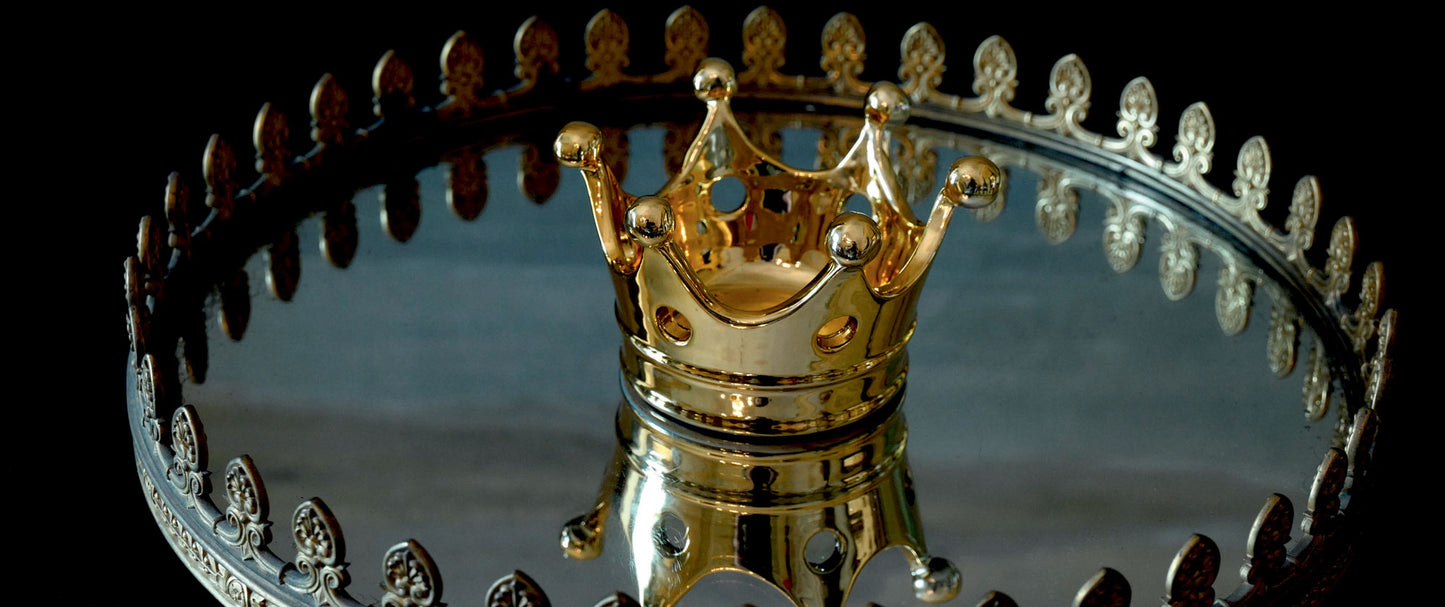 Porta tealight corona in ceramica oro VIRGINIA CASA