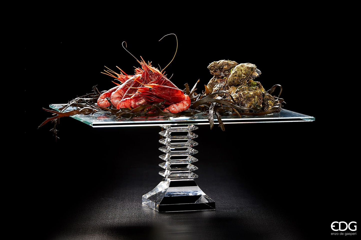 Alzata cristallo rettangolare H. 17cm EDG - Enzo De Gasperi