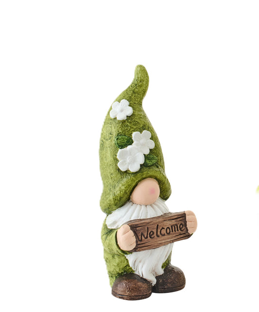 Gnomo in Argilla Verde con Luci LED Solari H. 42 cm J-Line by Jolipa