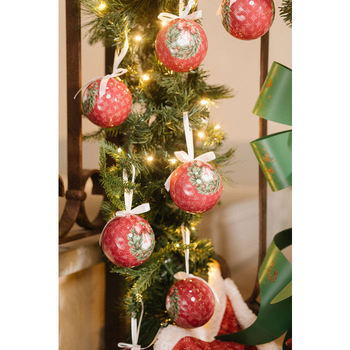 Set 14 Palline Decorative Storia di Natale in Scatola Esagonale D. 7,5 cm Nuvole di Stoffa