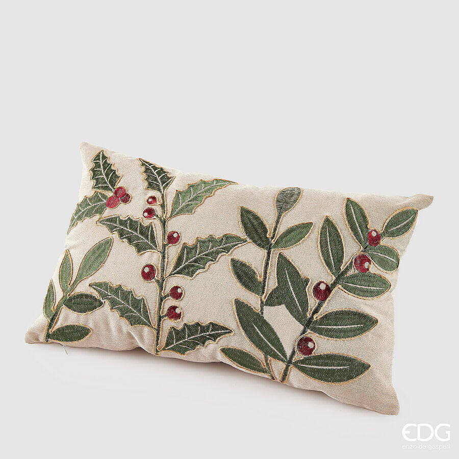 Cuscino rettangolare ricamo agrifoglio EDG - Enzo De Gasperi