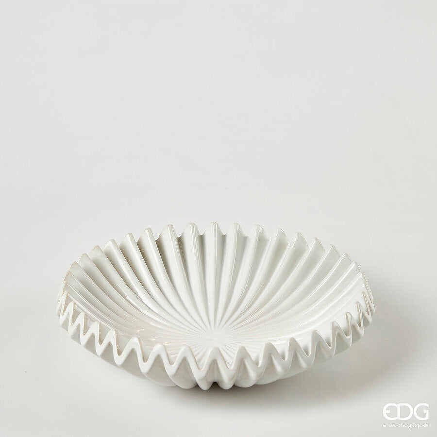 Piatto Decorativo Raggiera in Ceramica Bianca D. 29 H. 8 cm EDG Enzo De Gasperi
