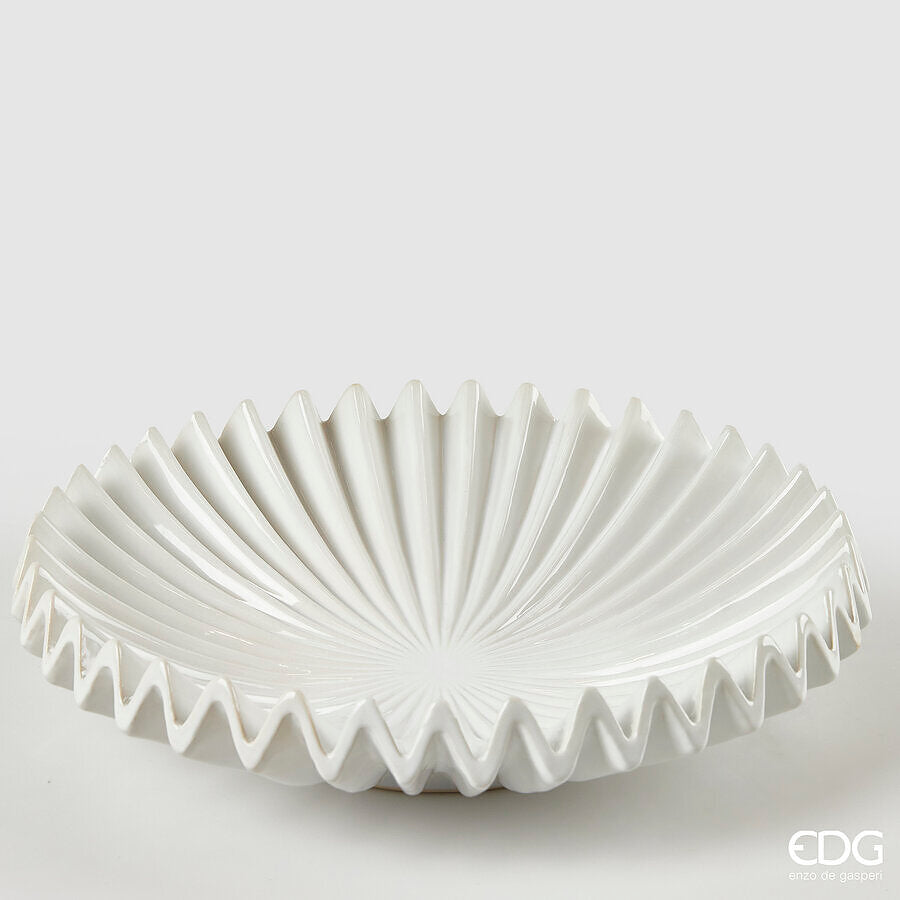 Piatto Decorativo Raggiera in Ceramica Bianca D. 36,5 H. 9 cm EDG Enzo De Gasperi