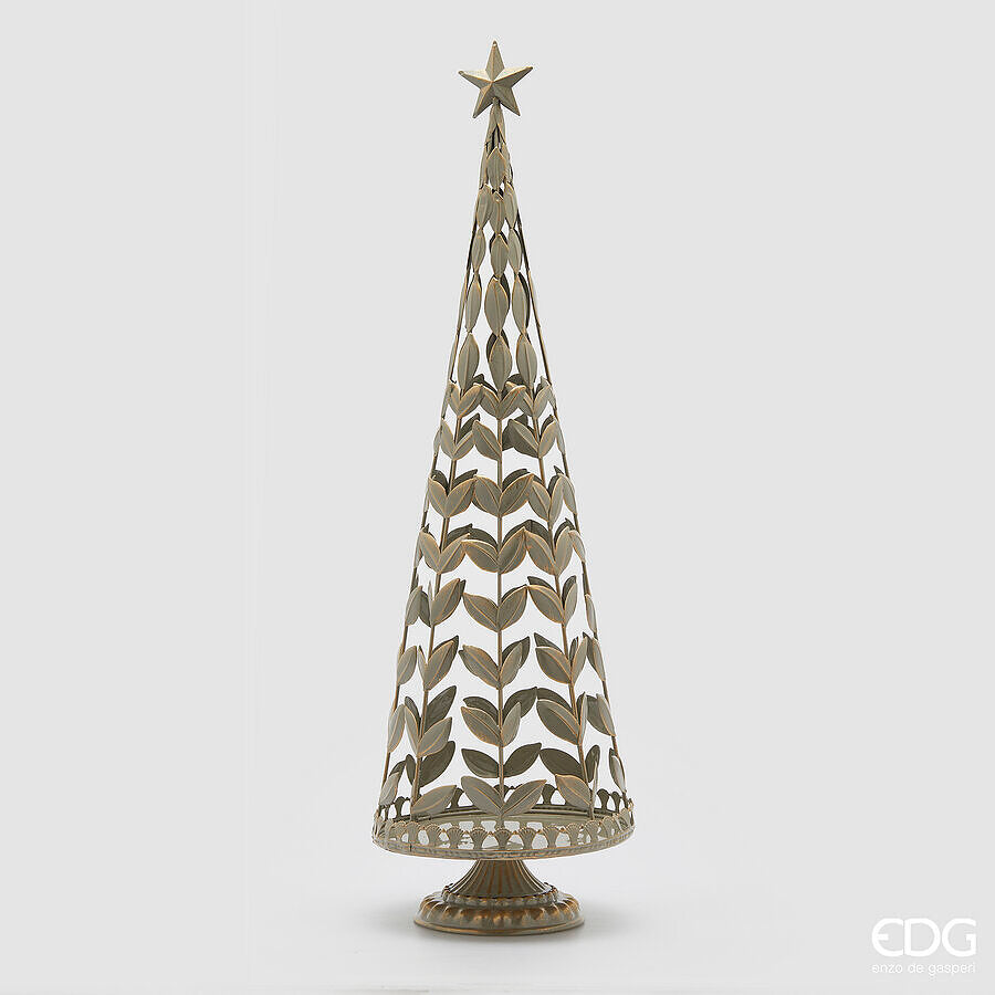Decoro Pino in Metallo a Foglie Light Grey H. 79,5 cm EDG Enzo De Gasperi
