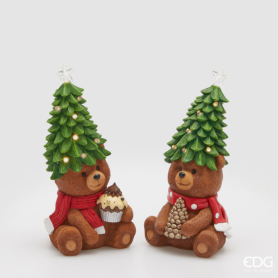 Decoro Orso Goloso in Resina con LED Integrato H. 26 cm EDG Enzo De Gasperi