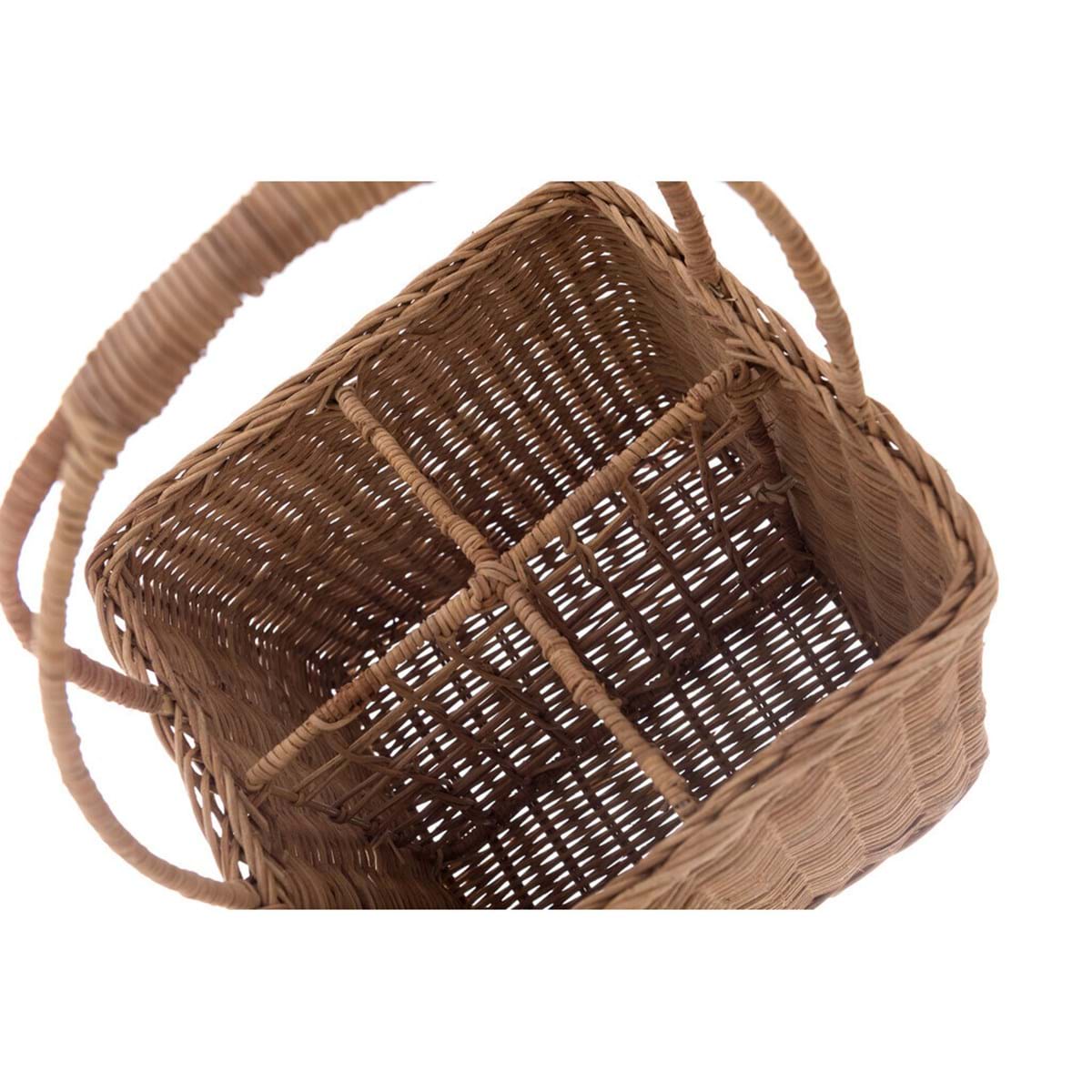 Cestino Porta Bottiglie in Rattan Quadrato con Manici 25×25×38 cm Blanc Mariclò