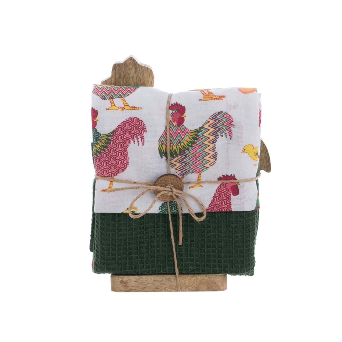 Canovacci con Decoro Gallina in Legno Collezione Osteria Chic 50x70 cm Blanc Mariclò