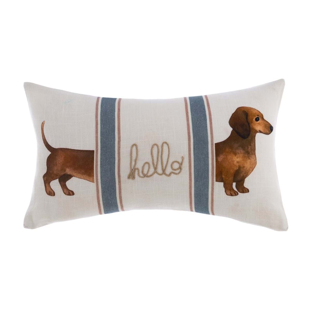 Cuscino Rettangolare "Lovely Pets" con Bassotto in Cotone Bianco 30x50 cm Blanc Mariclò