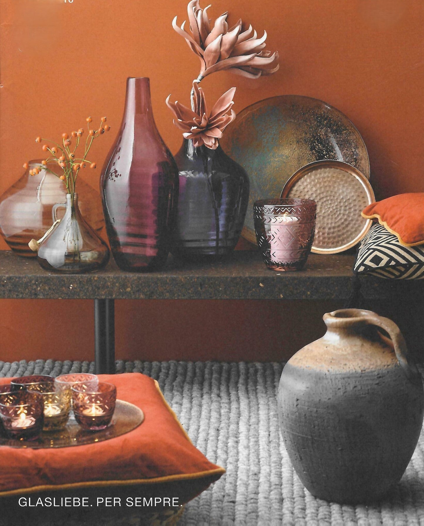 Vaso in Vetro Rauchblau con Righe Concentriche H. 30 D. 24 cm Merito
