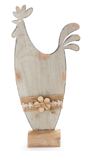 Sagoma Gallina in Metallo H. 35,5 cm Decorazione Country Nuvole di Stoffa