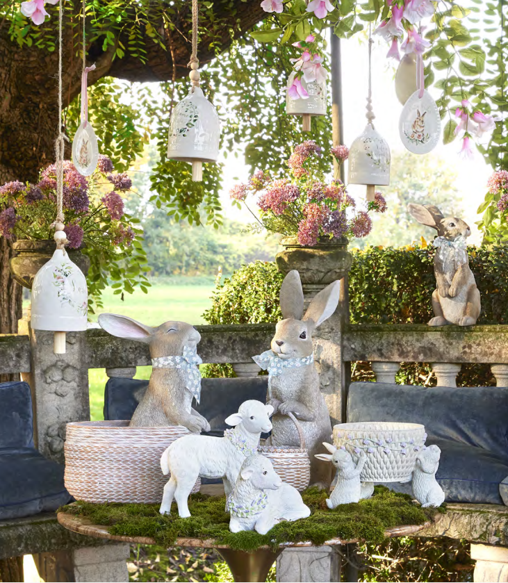 Coniglio poliresina con vaso H. 50 cm. EDG Enzo De Gasperi