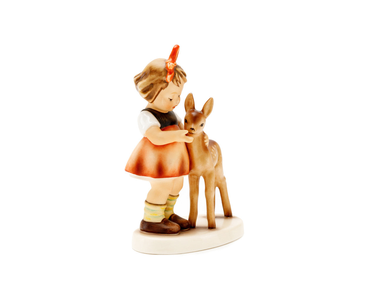 Figurina Friends - Amici Ragazza con Cervo Collezione Hummel in Porcellana H. 14 cm Goebel