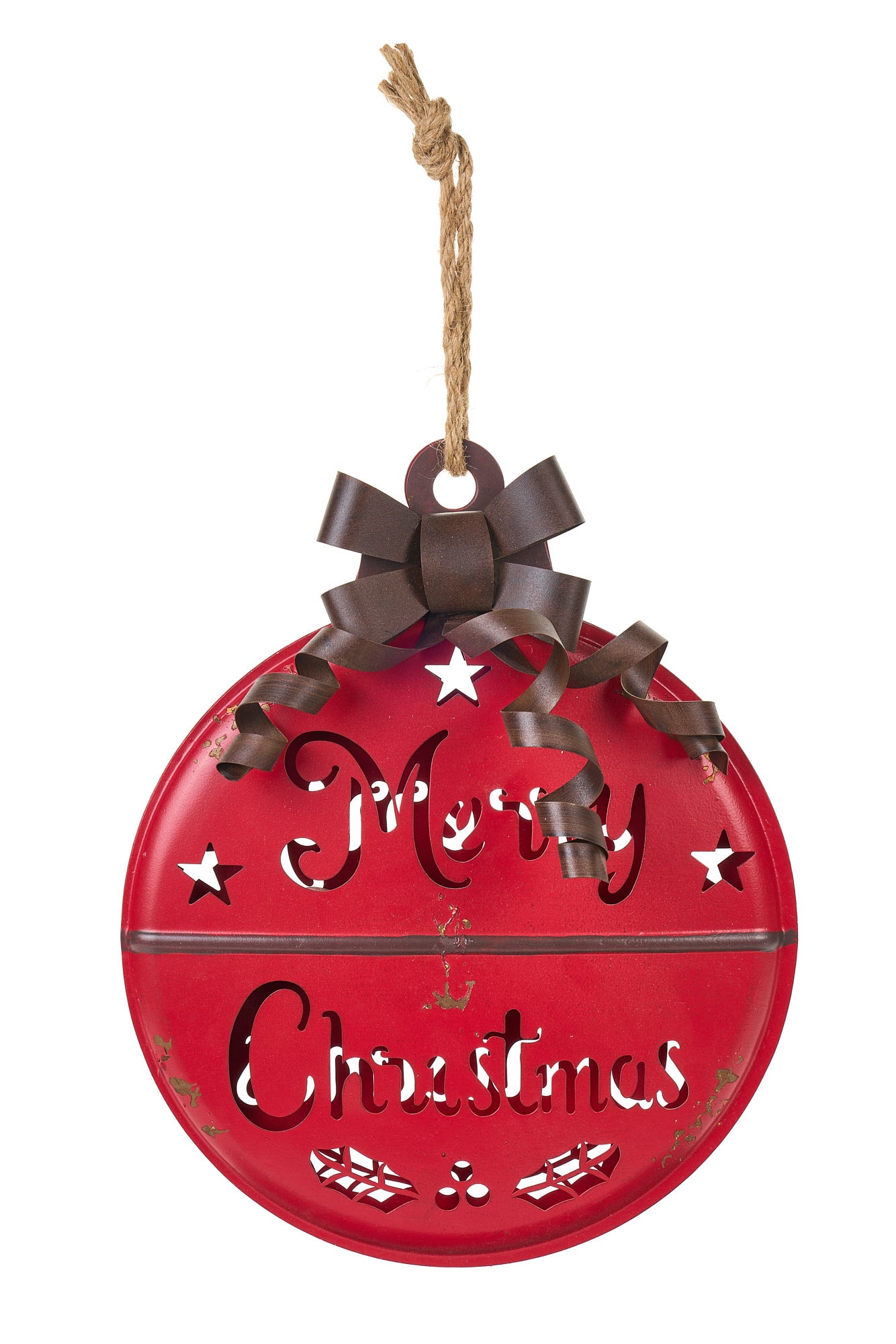 Fuori Porta a Pallina in Metallo Rosso Merry Christmas D. 31 cm Nuvole di Stoffa