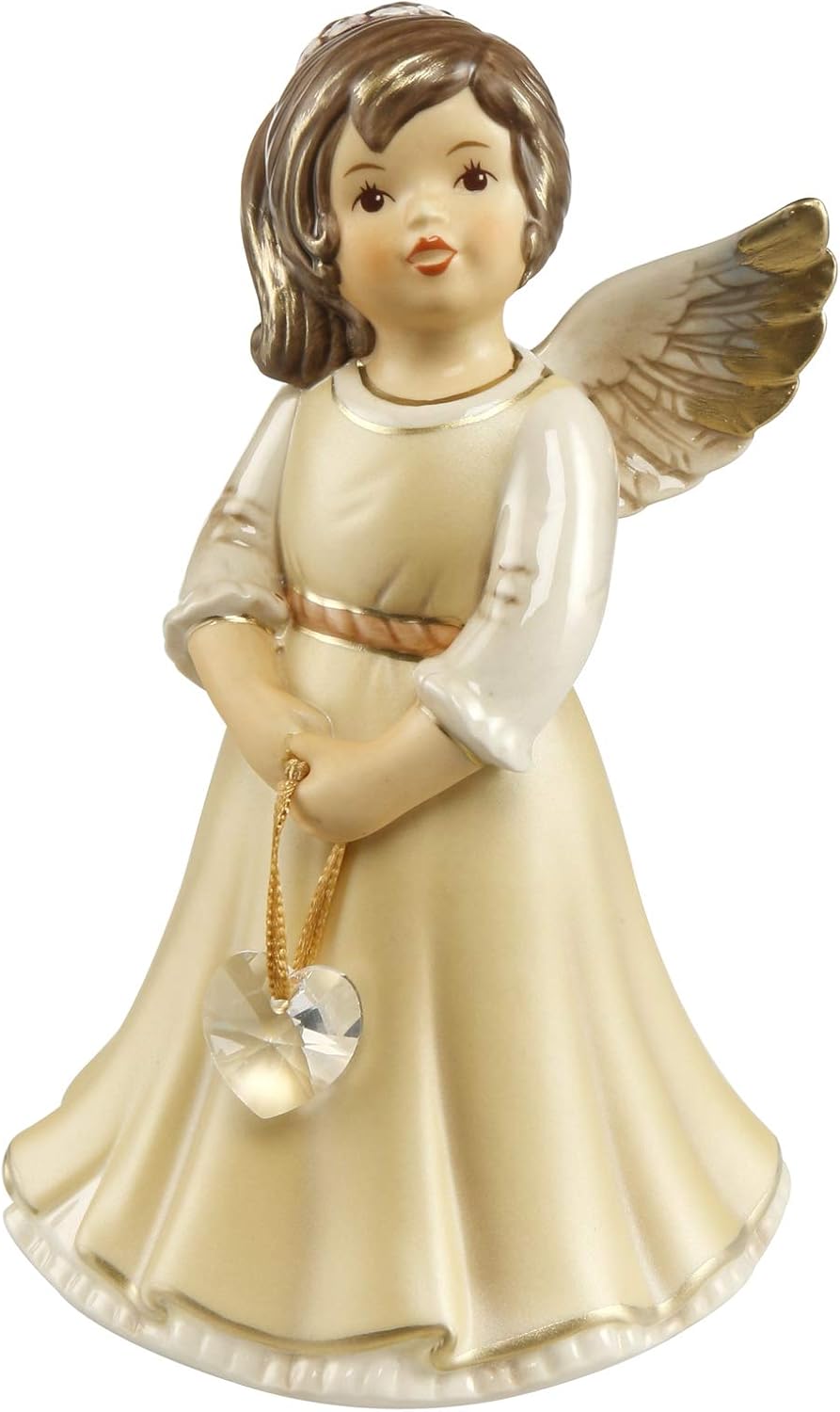 Figurina Angelo Messaggero del Cuore con Cristallo Swarovski in Porcellana H. 14 cm Goebel