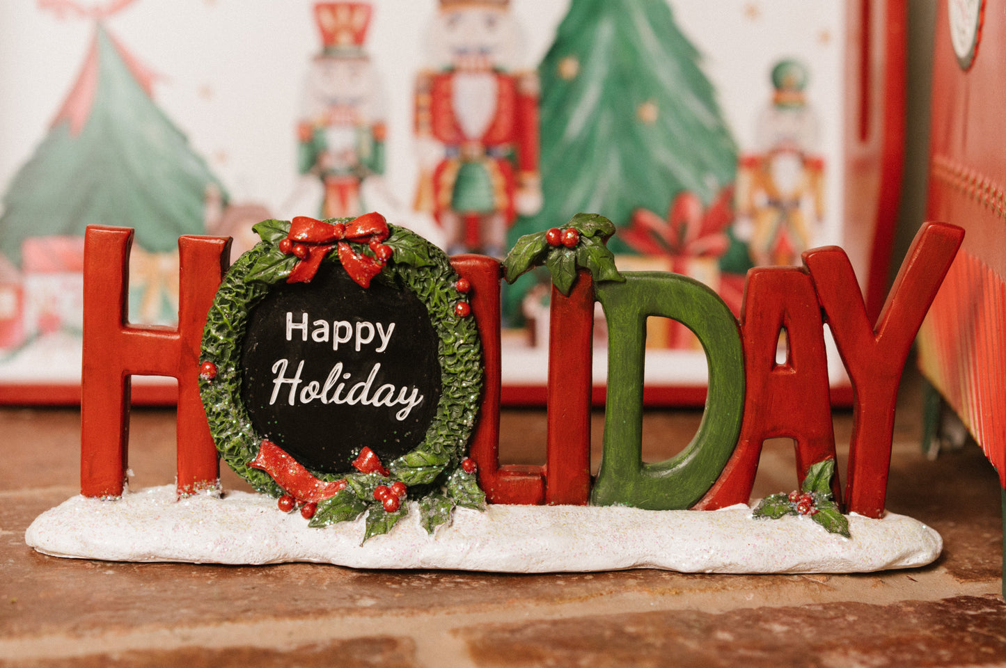 Scritta Decorativa HOLIDAY in Resina con Glitter H. 11 cm Nuvole di Stoffa