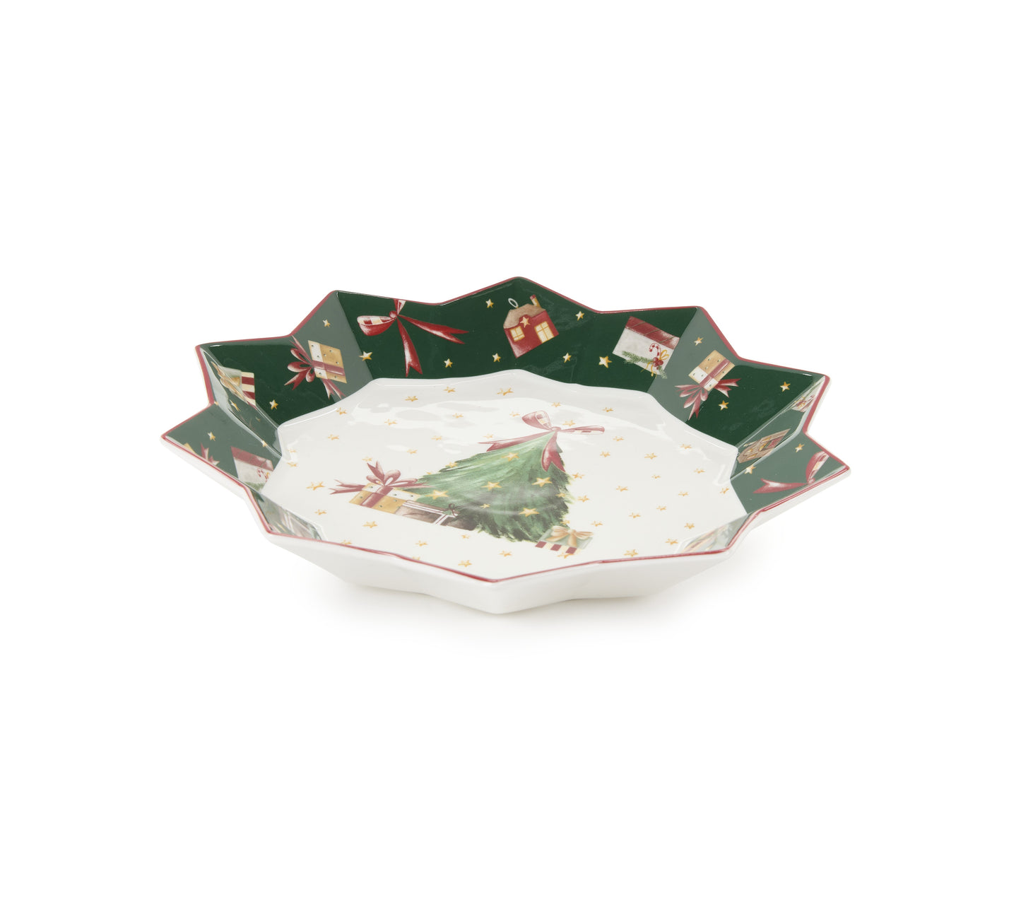 Piatto Centro Tavola Natalizio Christmas Carol in Porcellana D. 32 cm Nuvole di Stoffa