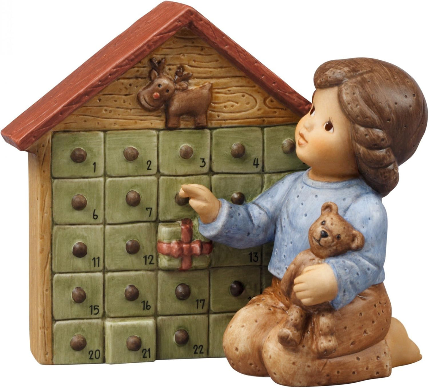 Figurina Natale è Vicino Marco con Calendario dell'Avvento Nina e Marco in Porcellana H. 8,5 cm Goebel