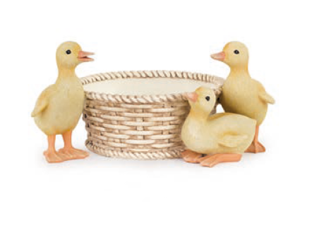 Cestino Intrecciato con Pulcini Decorativi Pasqua D. 20 cm H. 10 cm