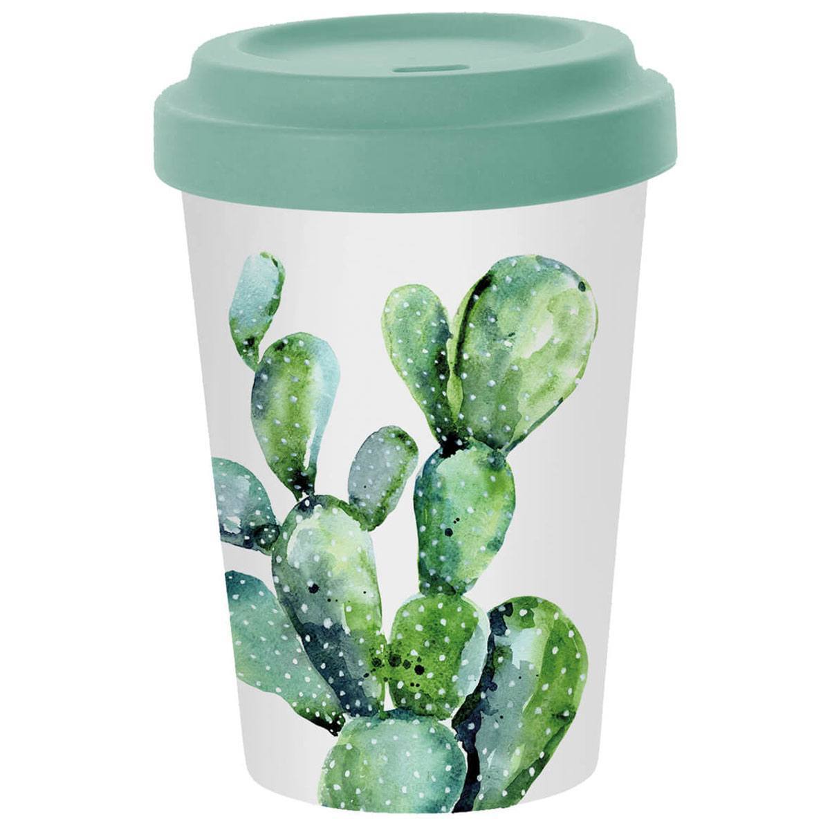 Travel Mug in Fibra di Bamboo Cactus con Coperchio Antigoccia 400 ml PPD