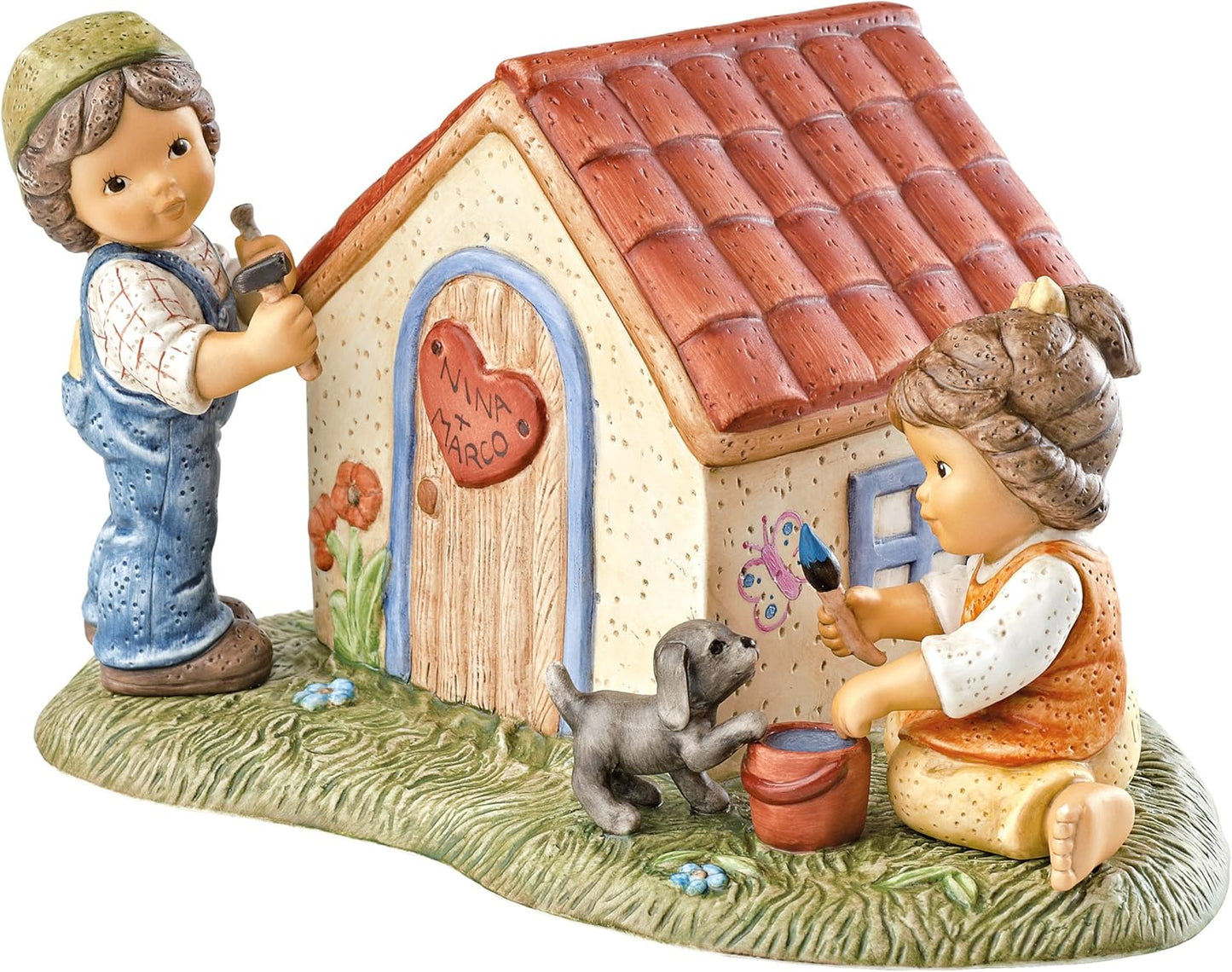 Salvadanaio Costruiamo una Casa Collezione Nina e Marco in Porcellana L. 19 H. 10 cm Goebel