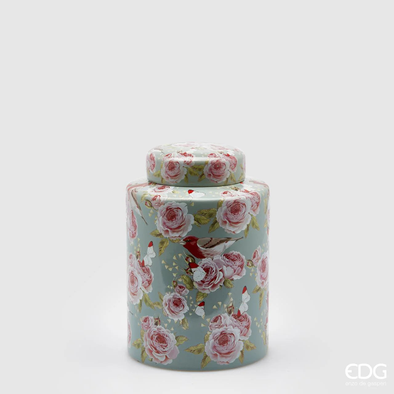 Vaso Ching Rose con Coperchio Piccolo in Ceramica EDG Enzo De Gasperi
