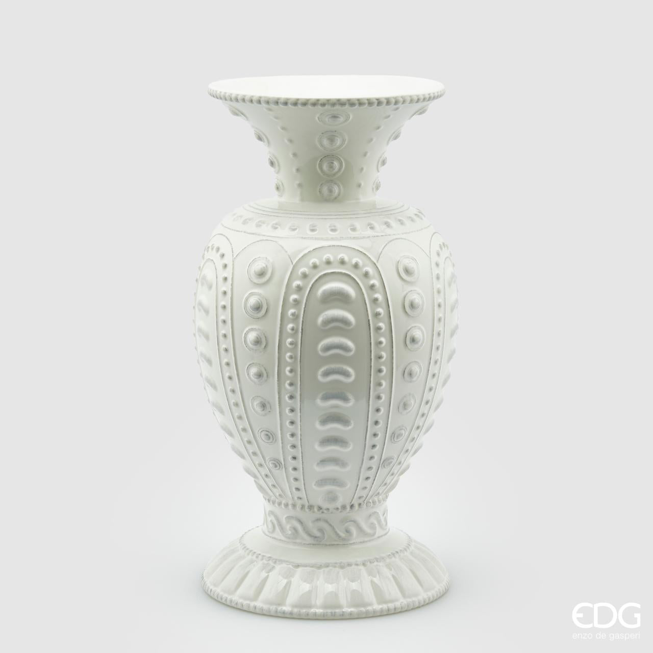 Vaso Atlantis Alto in Ceramica con Ornamenti in Rilievo EDG Enzo De Gasperi