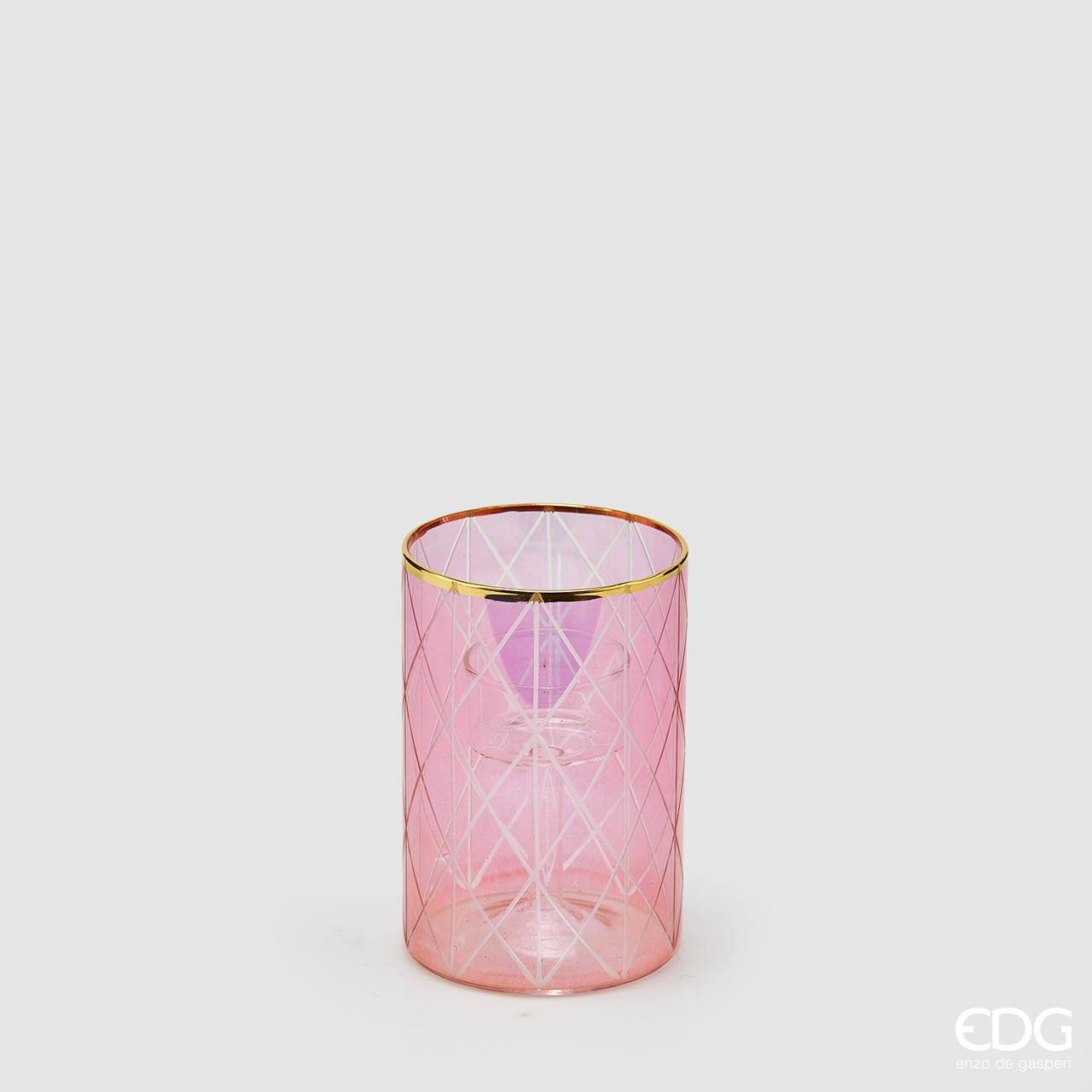 Porta candele intagli rosa H. 12cm EDG - Enzo De Gasperi
