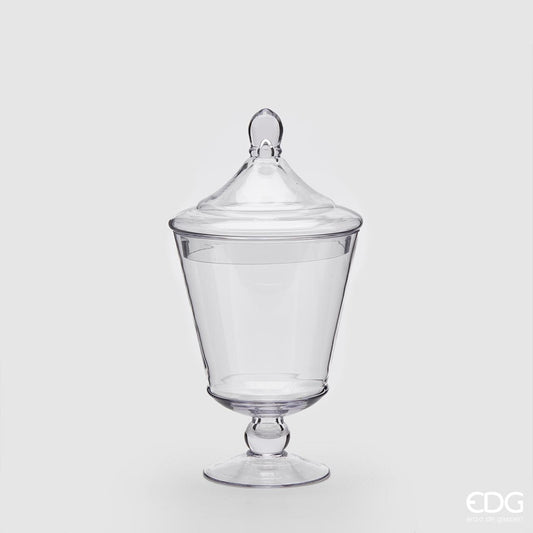 Contenitore svasato in vetro con coperchio H. 40 cm.  EDG Enzo De Gasperi