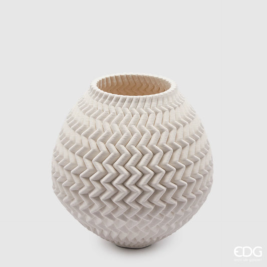 Vaso 3D tondo in porcellana bianco H. 22cm EDG - Enzo de Gasperi