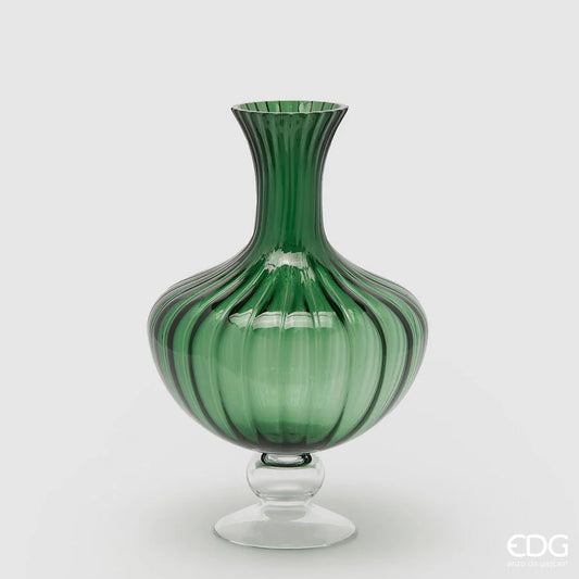 Vaso anfora vetro righe verde  H. 30cm EDG - Enzo de Gasperi