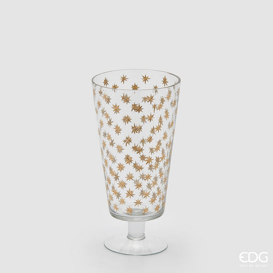Vaso con piede svasato in vetro con stelle EDG - Enzo De Gasperi