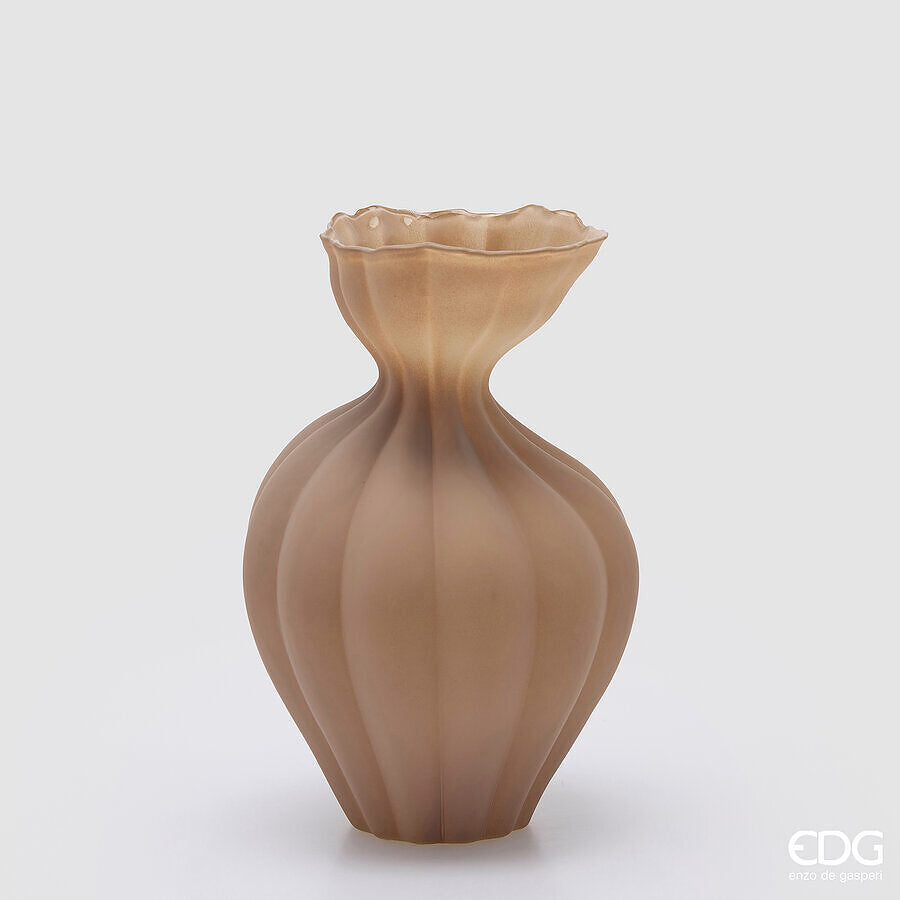 Vaso Flow sinuoso tortora H. 30,5cm EDG - Enzo De Gasperi