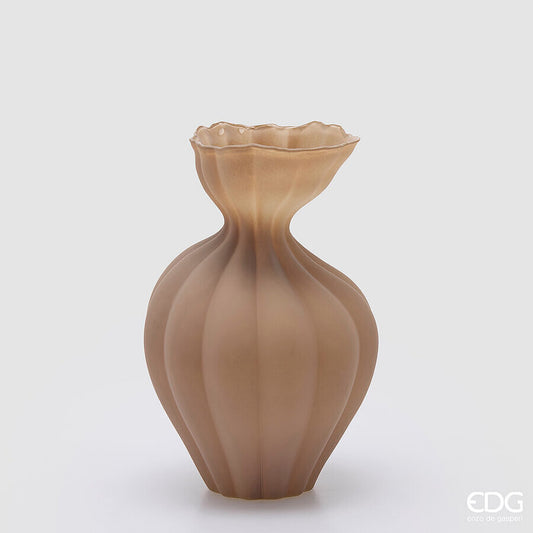Vaso Flow sinuoso tortora H. 30,5cm EDG - Enzo De Gasperi