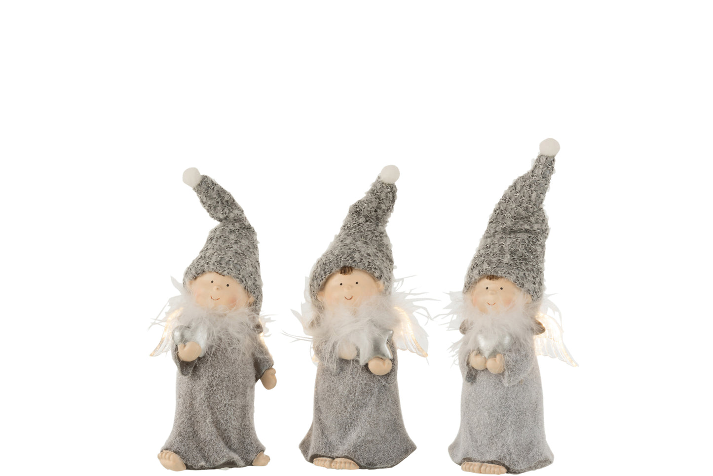 Angelo grigio in resina con cuore tra le mani J-LINE by JOLIPA