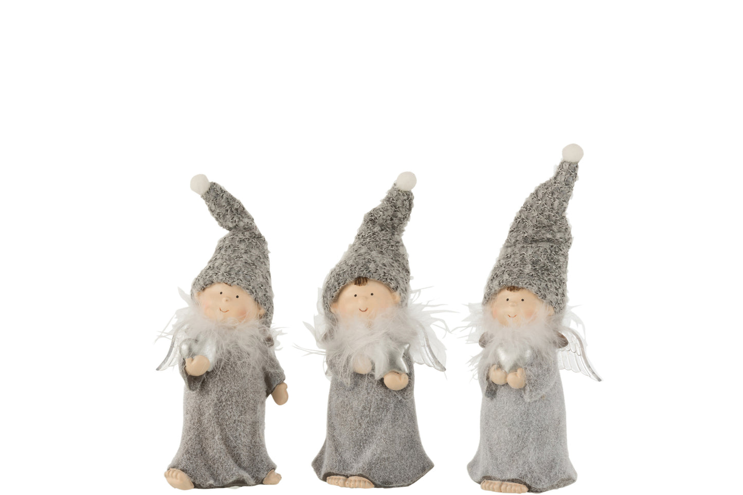 Angelo grigio in resina con cuore tra le mani J-LINE by JOLIPA