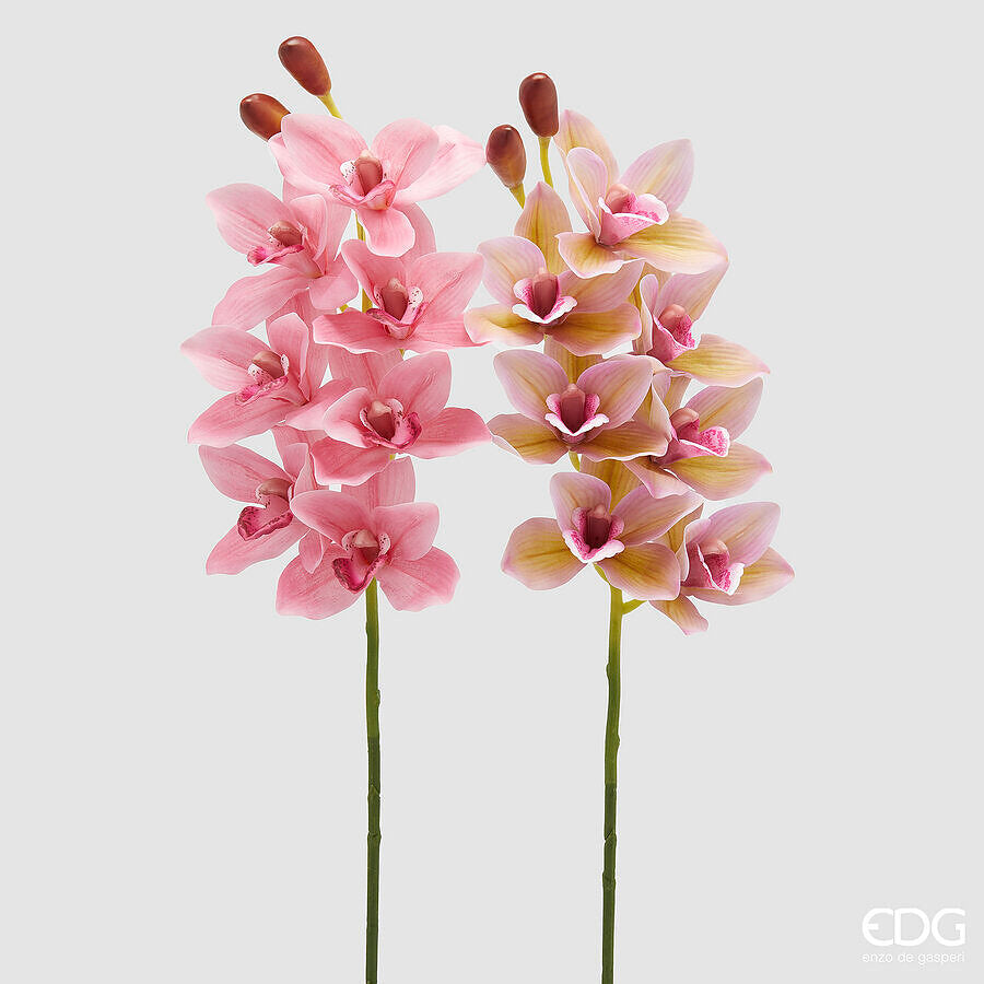 Ramo di Orchidea Cymbidium Artificiale con Bocciolo H. 80 cm EDG Enzo De Gasperi
