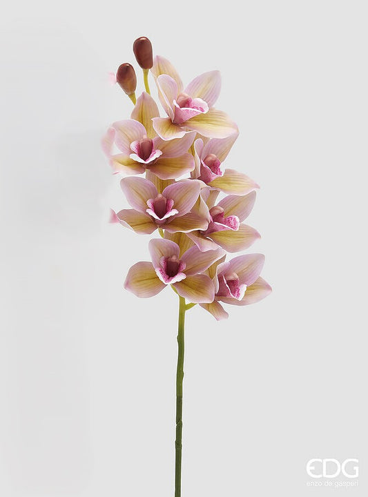 Ramo Orchidea Cymbidium Artificiale H 80 Cm con Bocciolo - EDG Enzo De Gasperi