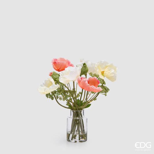 Composizione Papaveri con foglie H. 36cm EDG - Enzo De Gasperi