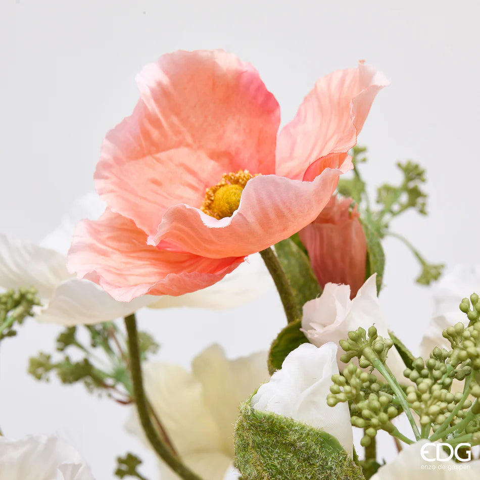 Composizione Papaveri con foglie H. 53cm EDG - Enzo De Gasperi