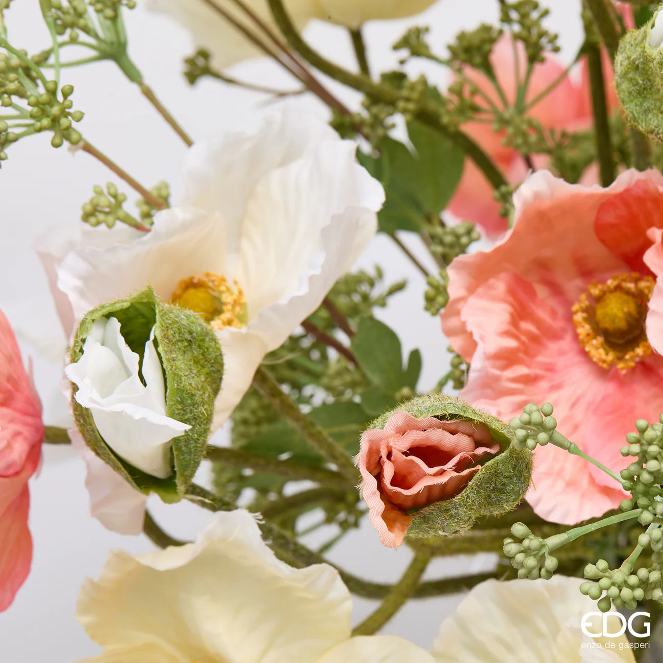 Composizione Papaveri con foglie H. 53cm EDG - Enzo De Gasperi