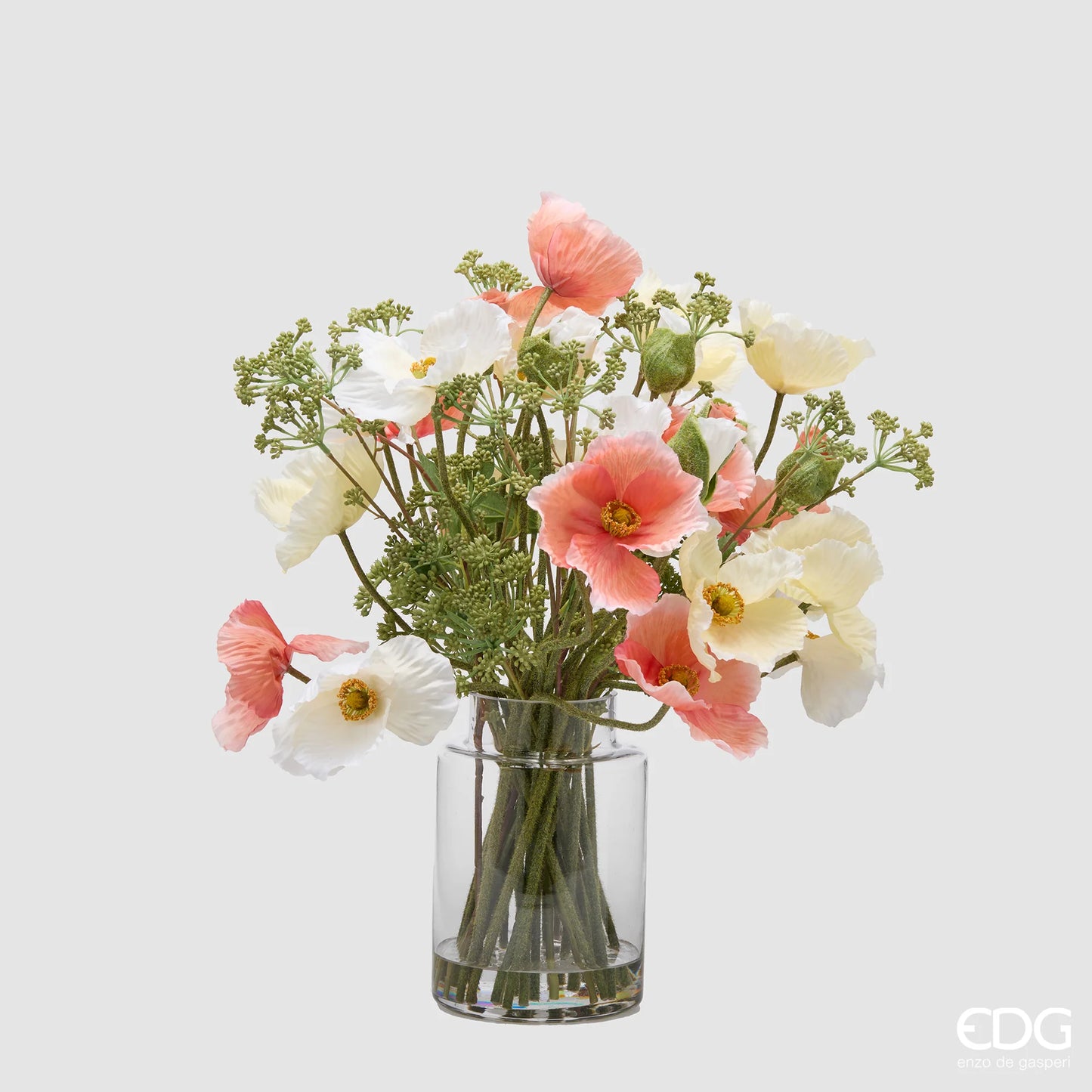 Composizione Papaveri con foglie H. 53cm EDG - Enzo De Gasperi