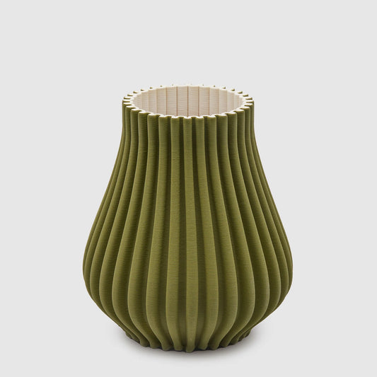 Vaso 3D tondo in porcellana verde H. 28cm EDG - Enzo de Gasperi