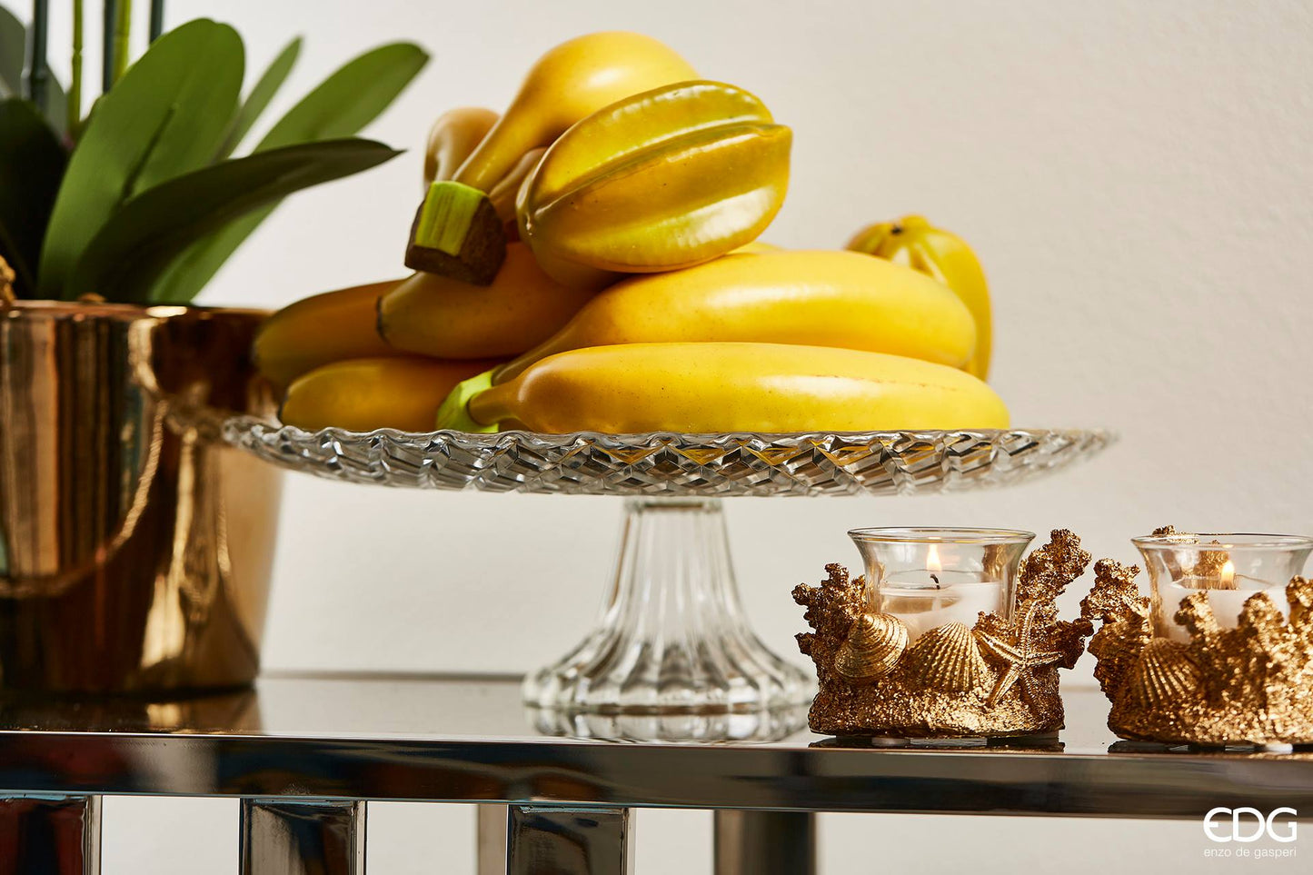 Alzata con Rombi in vetro H. 10xD. 32 cm EDG - Enzo de Gasperi